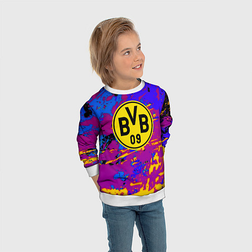 Детский свитшот Borussia абстрактные краски / 3D-Белый – фото 3