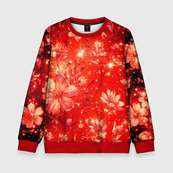Свитшот детский Цветочный красный с искрами, цвет: 3D-красный