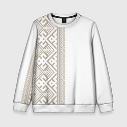 Свитшот детский Узоры славянские в бежевом цвете, цвет: 3D-белый