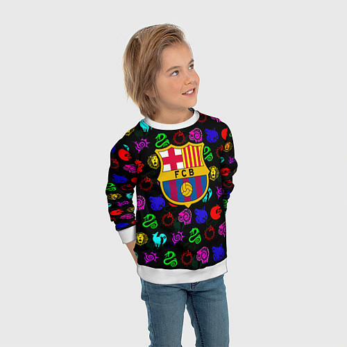 Детский свитшот Barcelona neon games logo / 3D-Белый – фото 3