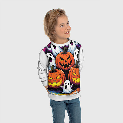 Детский свитшот Happy Halloween 25 / 3D-Белый – фото 3