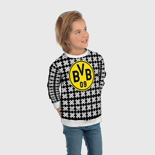 Детский свитшот Borussia pattern geometry / 3D-Белый – фото 3