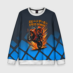 Свитшот детский Speed demon байкер, цвет: 3D-белый