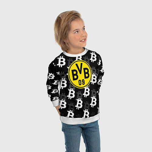 Детский свитшот Borussia биткоин паттерн / 3D-Белый – фото 3