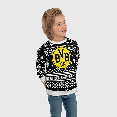 Детский свитшот Borussia x fortnite pattern / 3D-Белый – фото 3