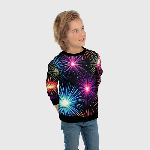 Детский свитшот Стилизованный праздничный салют / 3D-Черный – фото 3