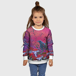 Свитшот детский Готический ворон в мухоморах, цвет: 3D-белый — фото 2