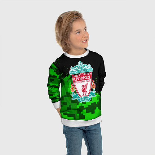 Детский свитшот Ливерпуль камуфляж краски / 3D-Белый – фото 3