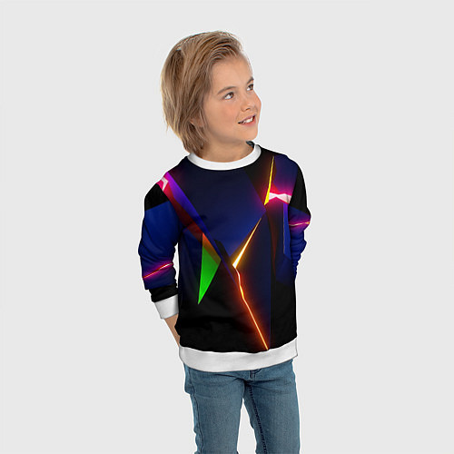 Детский свитшот Neon colored geometric / 3D-Белый – фото 3