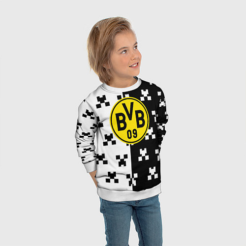 Детский свитшот Borussia pattern minecraft / 3D-Белый – фото 3