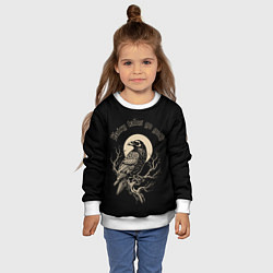 Свитшот детский Ворона сидит на ветке на фоне полной луны, цвет: 3D-белый — фото 2