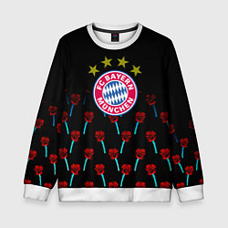 Свитшот детский Бавария Мюнхен розы паттерн, цвет: 3D-белый