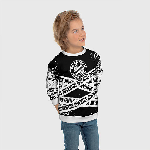 Детский свитшот Бавария Мюнхен x Ювентус / 3D-Белый – фото 3