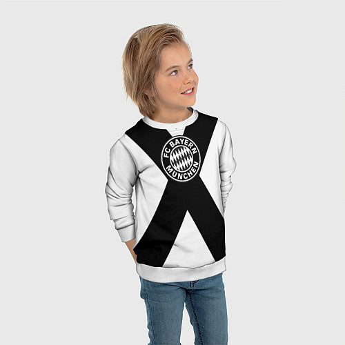 Детский свитшот Бавария Мюнхен полосы / 3D-Белый – фото 3