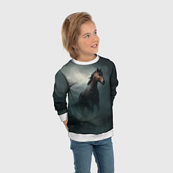 Свитшот детский Конь в тумане, цвет: 3D-белый — фото 2