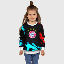 Свитшот детский Бавария Мюнхен неоновый огонь, цвет: 3D-белый — фото 2