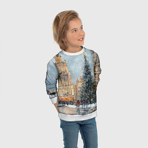 Детский свитшот Новогодняя Москва / 3D-Белый – фото 3