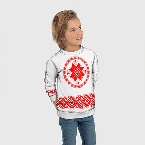 Детский свитшот Славянская вышиванка узорная / 3D-Белый – фото 3