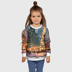 Свитшот детский Москва - сити и новогодняя елка, цвет: 3D-белый — фото 2