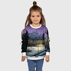 Свитшот детский Ночь в новогодней Москве, цвет: 3D-белый — фото 2