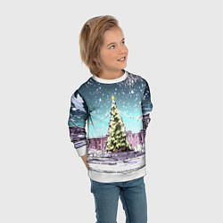 Свитшот детский Москва - новогодний салют, цвет: 3D-белый — фото 2