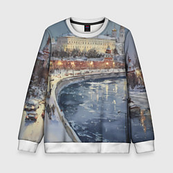 Свитшот детский Новогодние праздники в Москве, цвет: 3D-белый