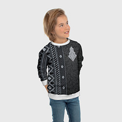 Свитшот детский Славянский орнамент с оберегом макошь, цвет: 3D-белый — фото 2