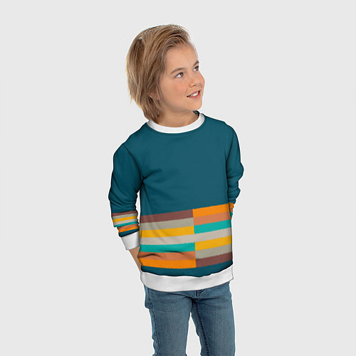 Детский свитшот Индиго и шумовой градиент заката с текстурой / 3D-Белый – фото 3