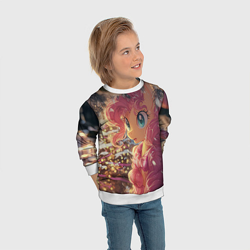 Детский свитшот Новогодняя милая пони / 3D-Белый – фото 3