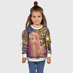 Свитшот детский Милая пони и новый год, цвет: 3D-белый — фото 2