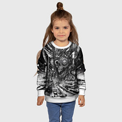 Свитшот детский Cyber urban skull - ai art fantasy, цвет: 3D-белый — фото 2