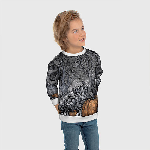 Детский свитшот Осенние шалости духов / 3D-Белый – фото 3