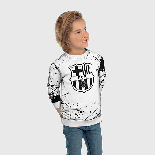Детский свитшот Barcelona брызги красок / 3D-Белый – фото 3
