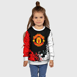 Свитшот детский Манчестер Юнайтед краски абстрактные, цвет: 3D-белый — фото 2