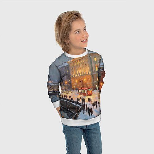 Детский свитшот Предновогодний Санкт-Петербург / 3D-Белый – фото 3