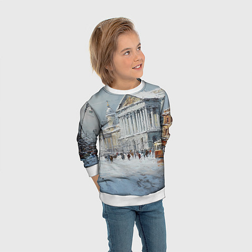 Детский свитшот Зимний Питер красками / 3D-Белый – фото 3