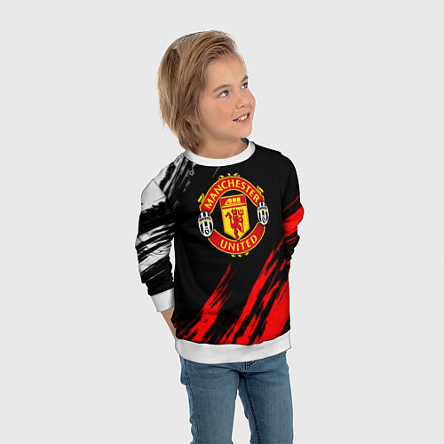 Детский свитшот Манчестер Юнайтед x Ювентус краски / 3D-Белый – фото 3
