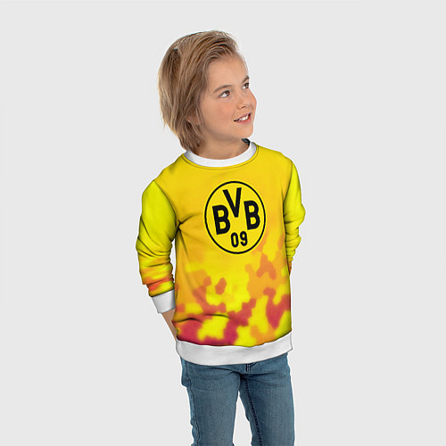 Детский свитшот Borussia камуфляж желтый текстура / 3D-Белый – фото 3