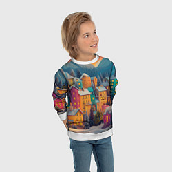 Свитшот детский Новогодний город в горах, цвет: 3D-белый — фото 2