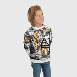Свитшот детский Объемные новогодние дома, цвет: 3D-белый — фото 2