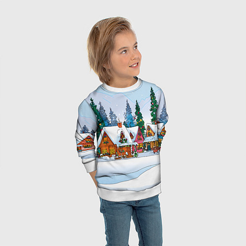 Детский свитшот Новогодник дворик / 3D-Белый – фото 3