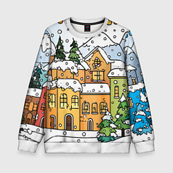 Свитшот детский Новогодний снегопад, цвет: 3D-белый