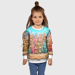 Свитшот детский Новогодний город в блестках, цвет: 3D-белый — фото 2