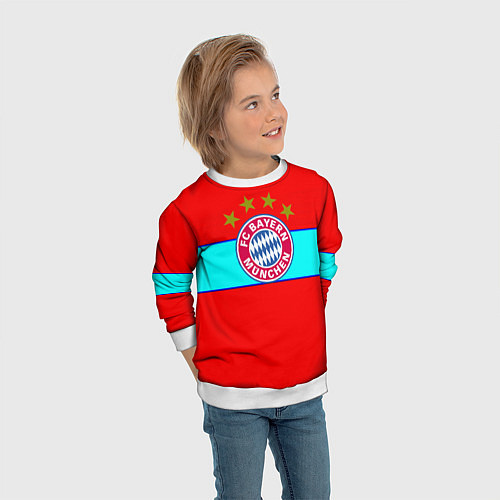 Детский свитшот Бавария Мюнхен полосы линии / 3D-Белый – фото 3