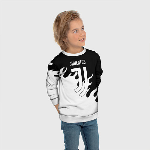 Детский свитшот Ювентус огонь текстура / 3D-Белый – фото 3