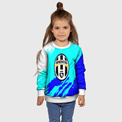 Свитшот детский Ювентус краски штрихи текстура, цвет: 3D-белый — фото 2