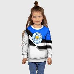 Свитшот детский Лестер сити геометрия полосы, цвет: 3D-белый — фото 2