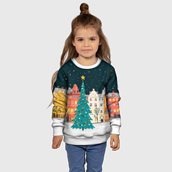 Свитшот детский Новогодняя ночь в городе, цвет: 3D-белый — фото 2
