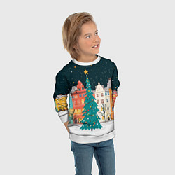 Свитшот детский Новогодняя ночь в городе, цвет: 3D-белый — фото 2