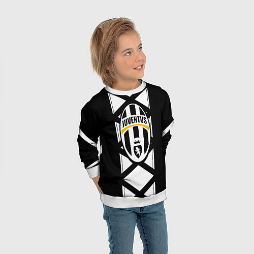 Детский свитшот Ювентус геометрия полосы линии / 3D-Белый – фото 3